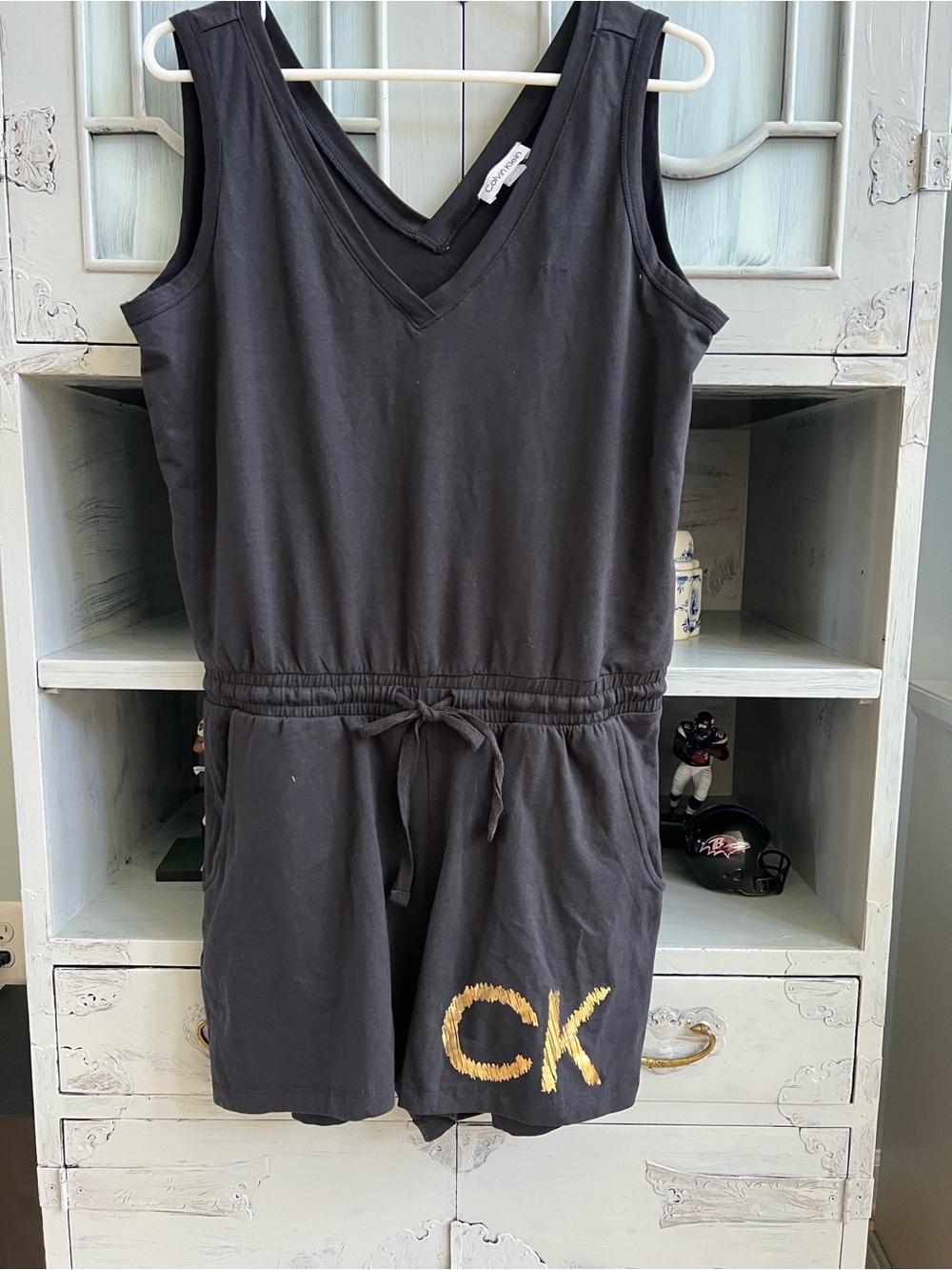 Calvin Klein Black women’s Romper with Gold CK Logo Like New